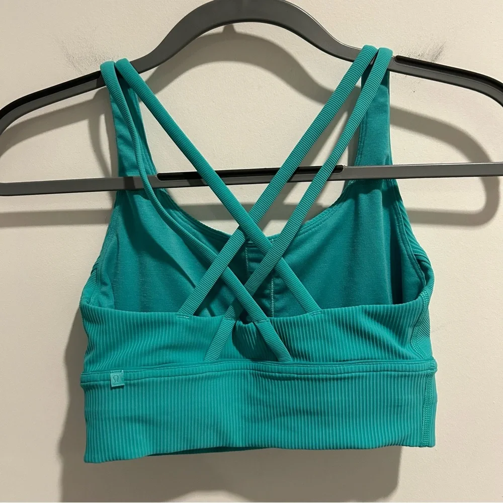 Lululemon Energy Ribbed Longline Bra Medium Support, B-D Cups in Paradise Green